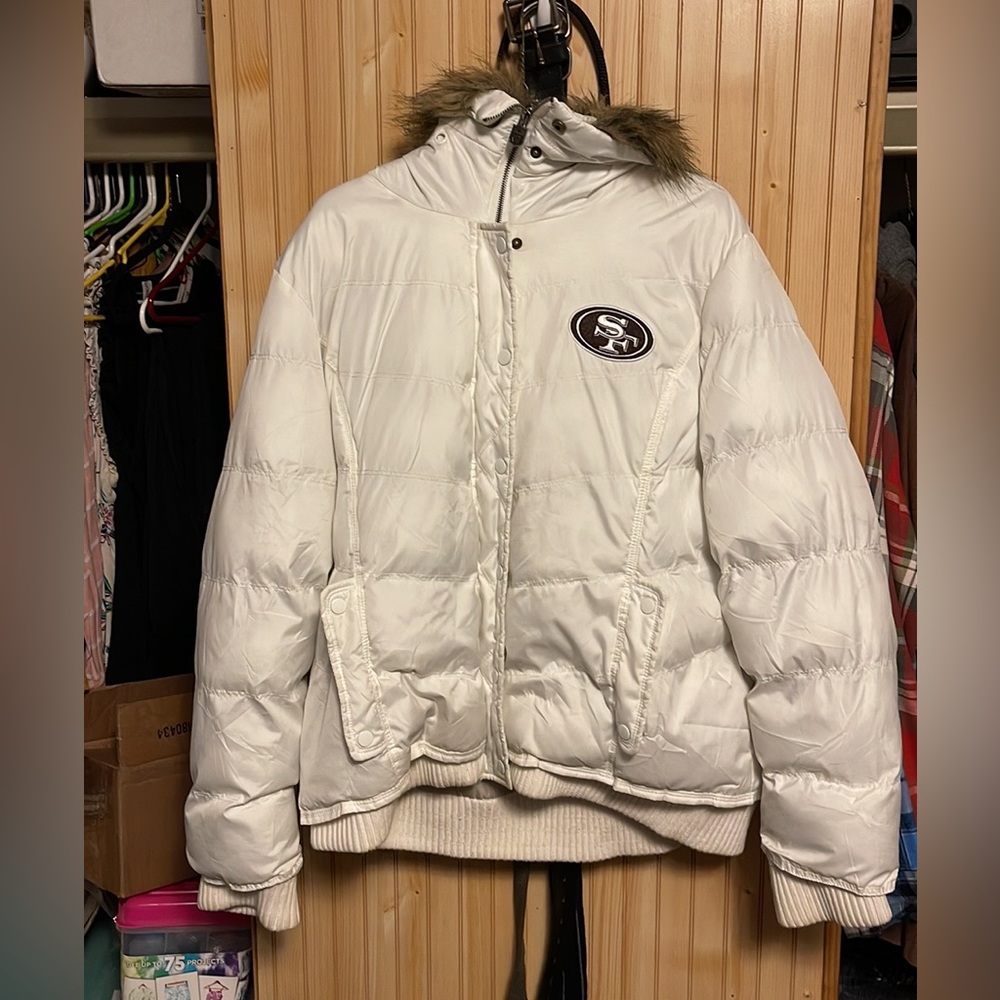 49ERS white puffer jacket